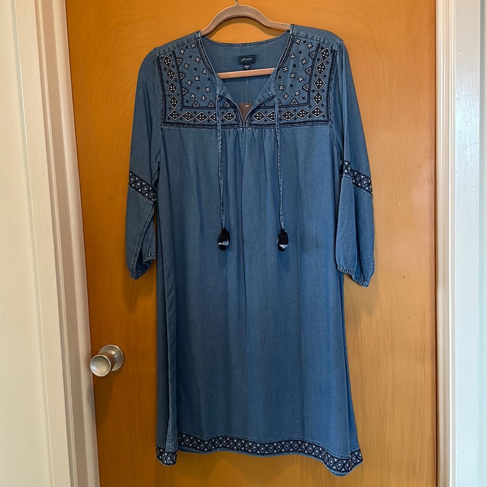 NWT! J Jill denim embroidered boho dress size M